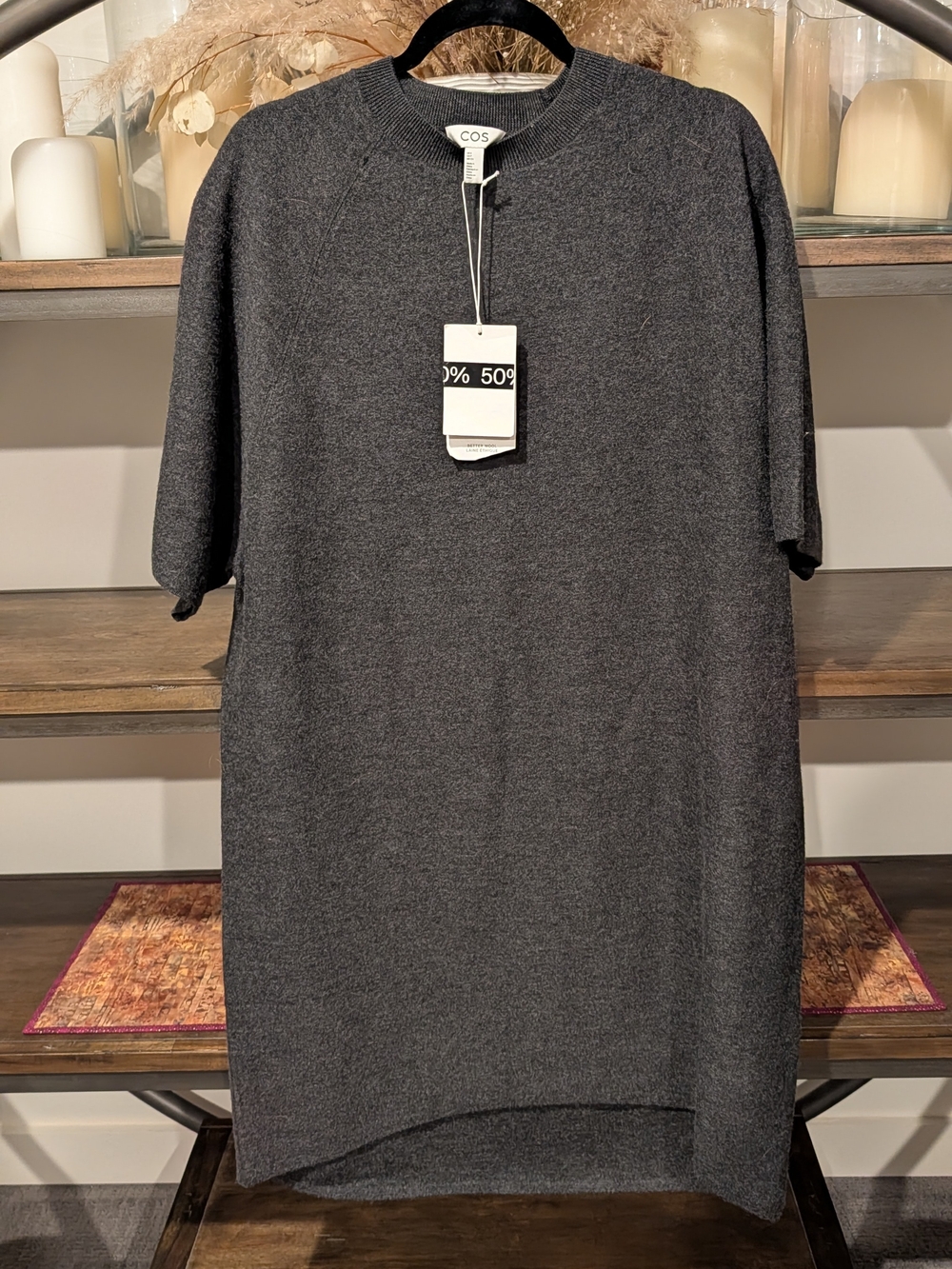 COS Dark Gray Short-Sleeve Knit Dress